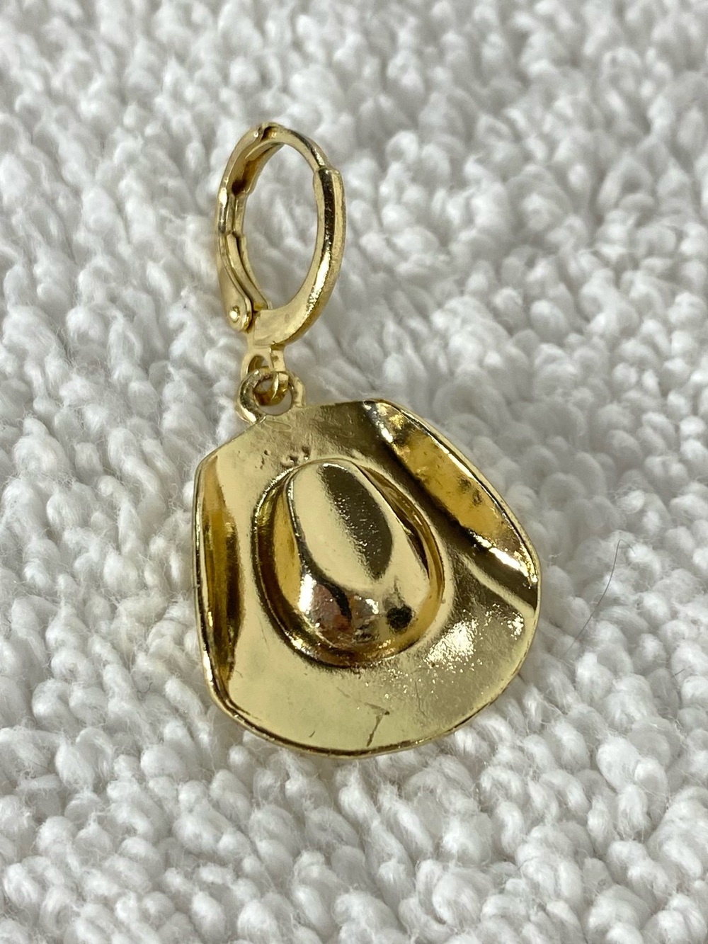Vintage Gold Tone Metal Cowboy Hat Zipper Pull Western Cowboy Cowgirl